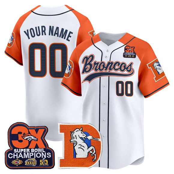 Men's Denver Broncos Active Player Custom Orange Alternate 3X Super Bowl champions Patch Throwback Vapor Limited Baseball Jersey Men's Denver Broncos Active Player Custom Orange Alternate 3X Super Bowl champions Patch Throwback Vapor Limited Baseball Jersey